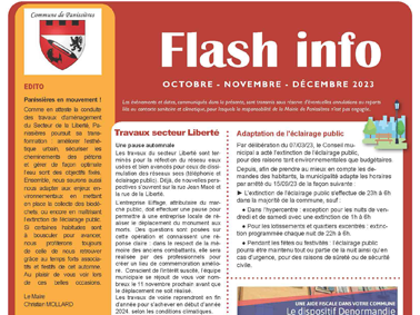 Lire la suite à propos de l’article Le Flash info octobre novembre et décembre 2023 est paru