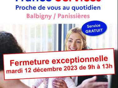 Fermeture exceptionnelle France Services Panissières