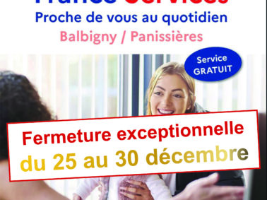 Noël : Fermeture de France Services Panissières