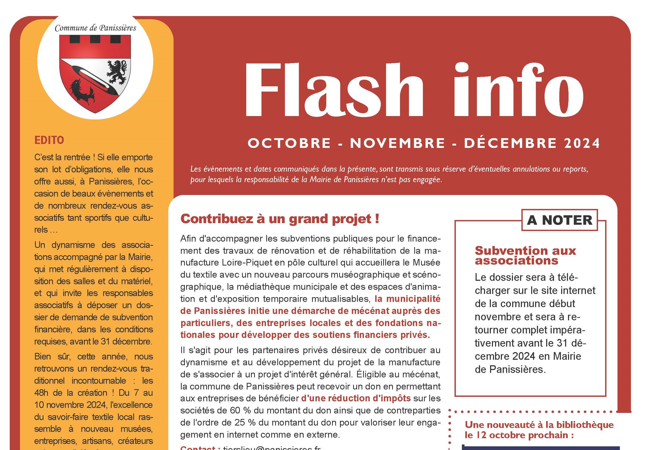 You are currently viewing Le Flash info d’octobre, novembre et décembre 2024 est paru