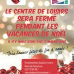 Centre de loisirs : fermeture vacances Noël
