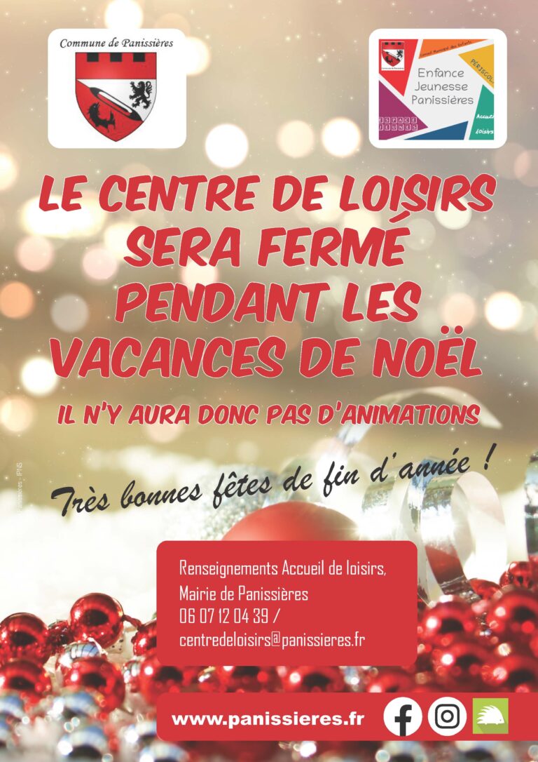 Lire la suite à propos de l’article Centre de loisirs : fermeture vacances Noël