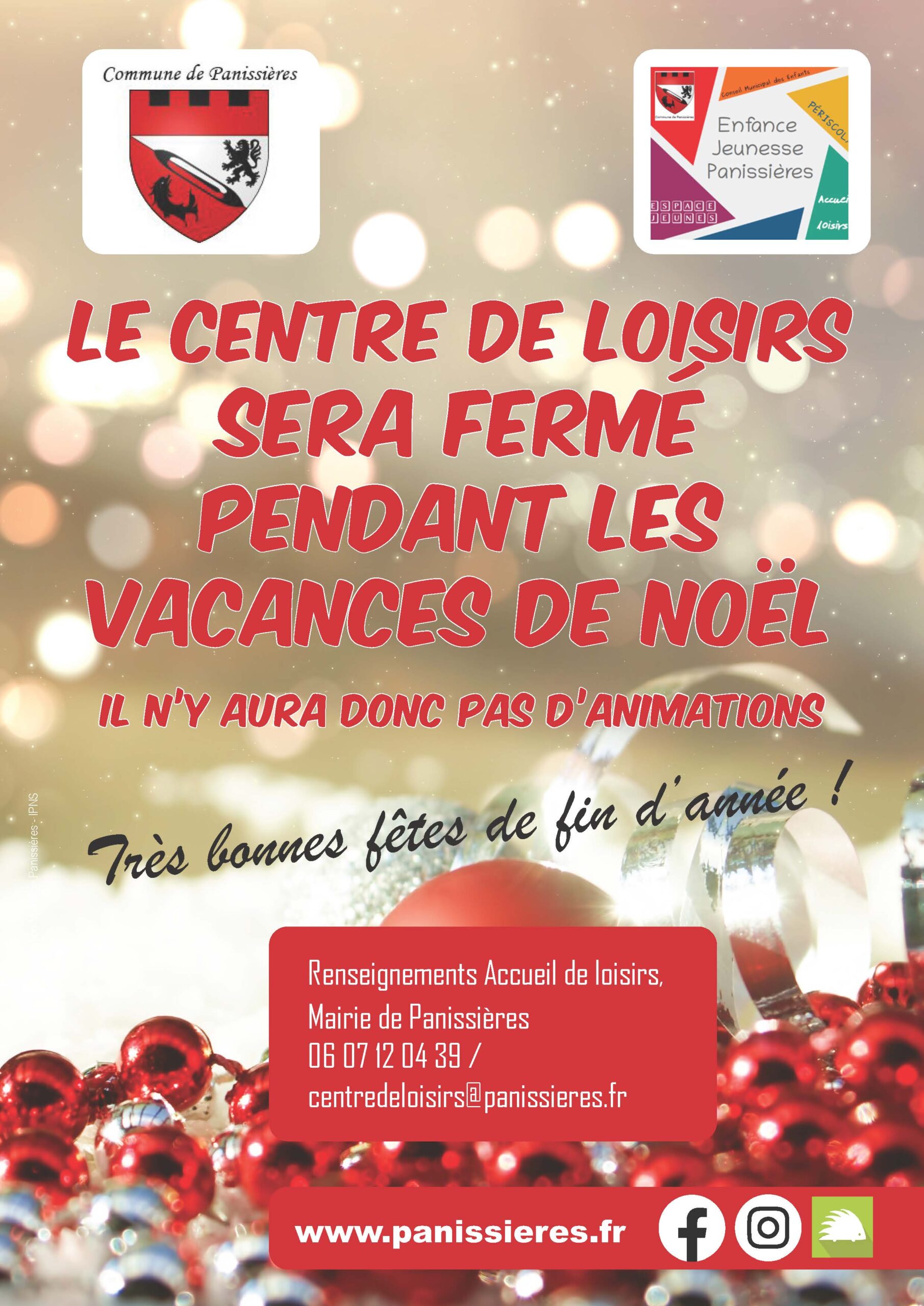 You are currently viewing Centre de loisirs : fermeture vacances Noël