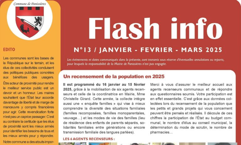 Lire la suite à propos de l’article Le Flash info de janvier, février et mars 2025