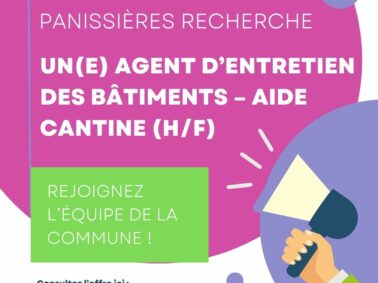 Panissières recherche un(e) Agent d’entretien des bâtiments – Aide cantine (H/F)