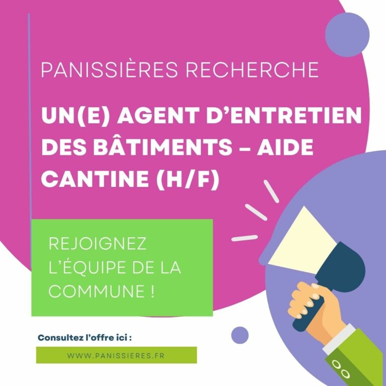 Lire la suite à propos de l’article Panissières recherche un(e) Agent d’entretien des bâtiments – Aide cantine (H/F)