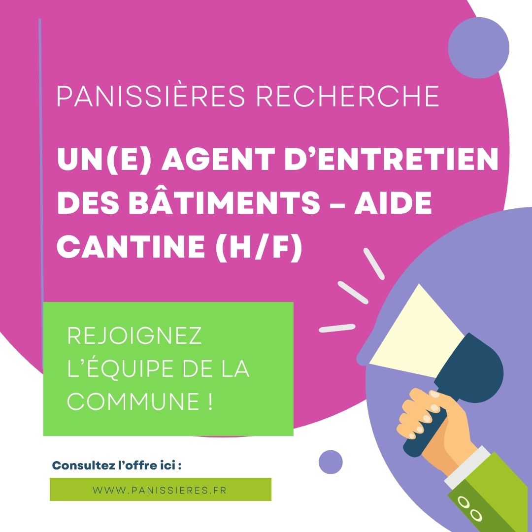 Lire la suite à propos de l’article Panissières recherche un(e) Agent d’entretien des bâtiments – Aide cantine (H/F)
