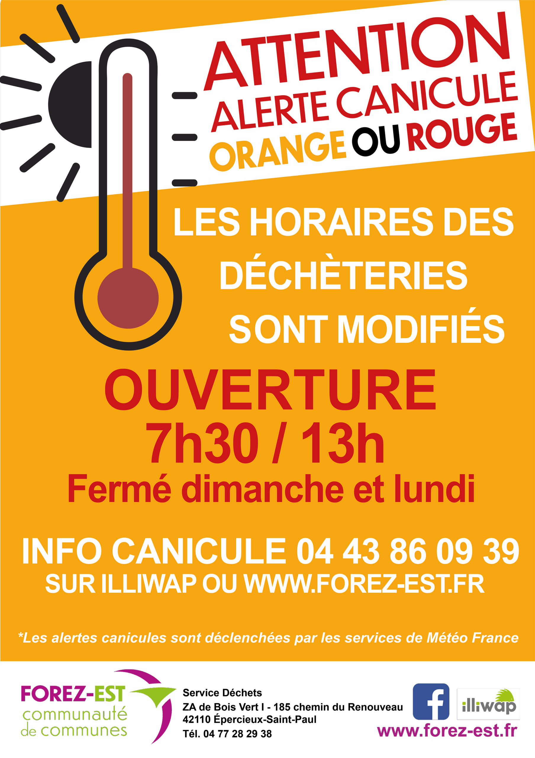 Lire la suite à propos de l’article [ALERTE CANICULE – HORAIRES DÉCHETTERIES ADAPTES]