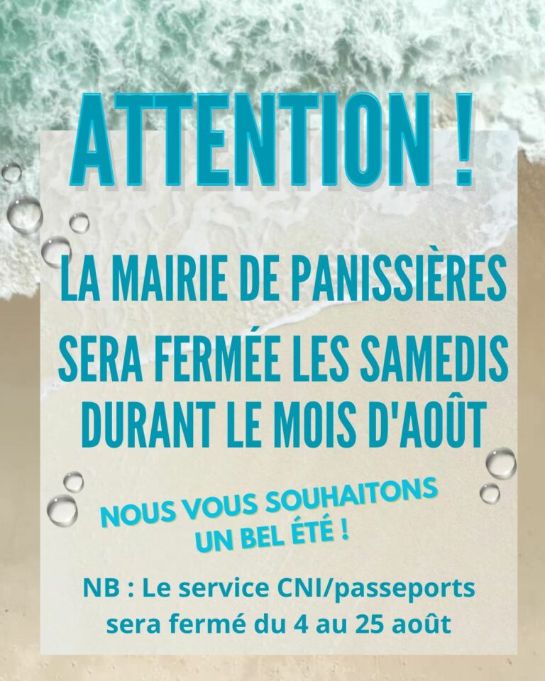Lire la suite à propos de l’article Mairie fermée les samedis en août