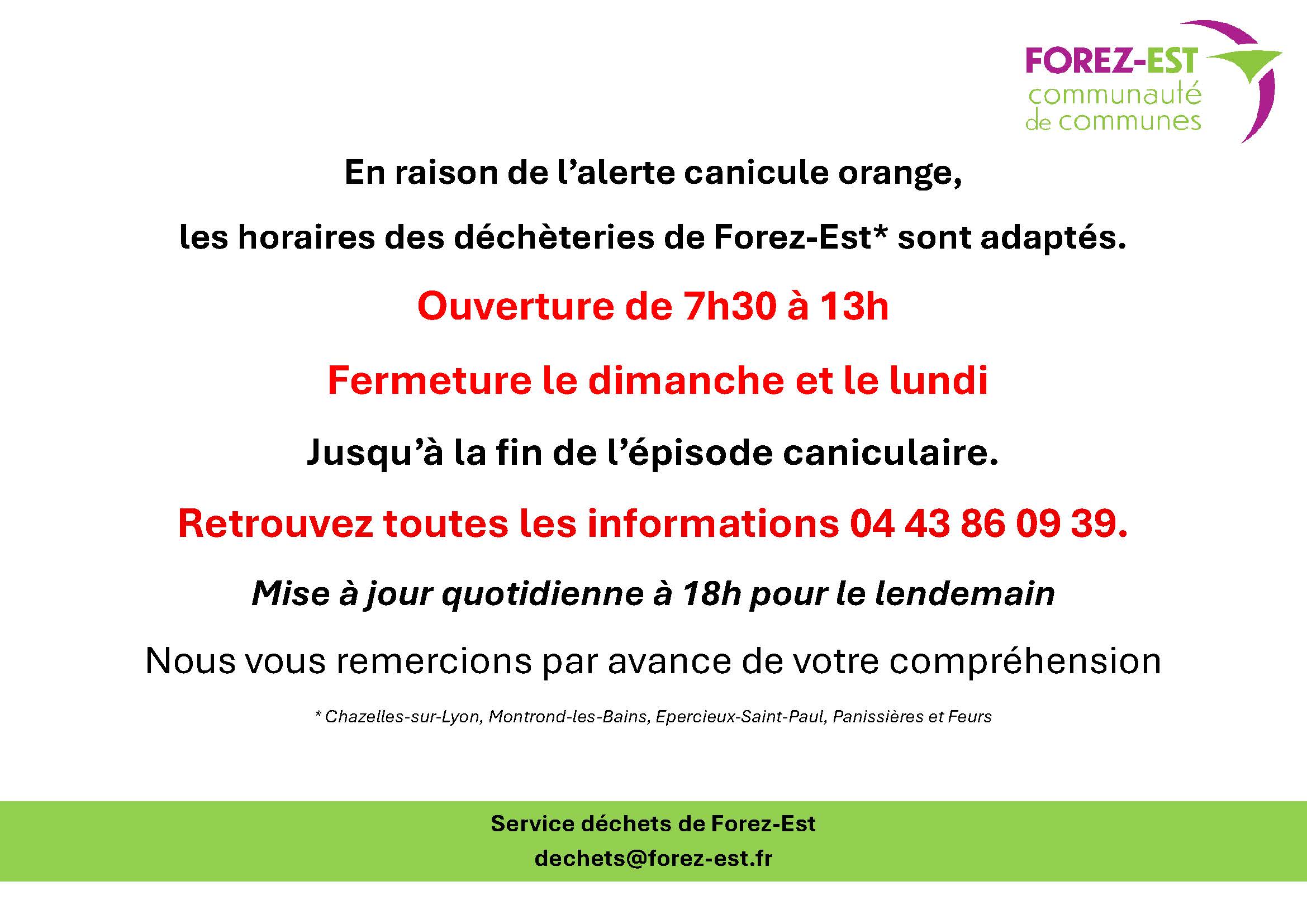 Lire la suite à propos de l’article ALERTE CANICULE – Les horaires déchèteries s’adaptent