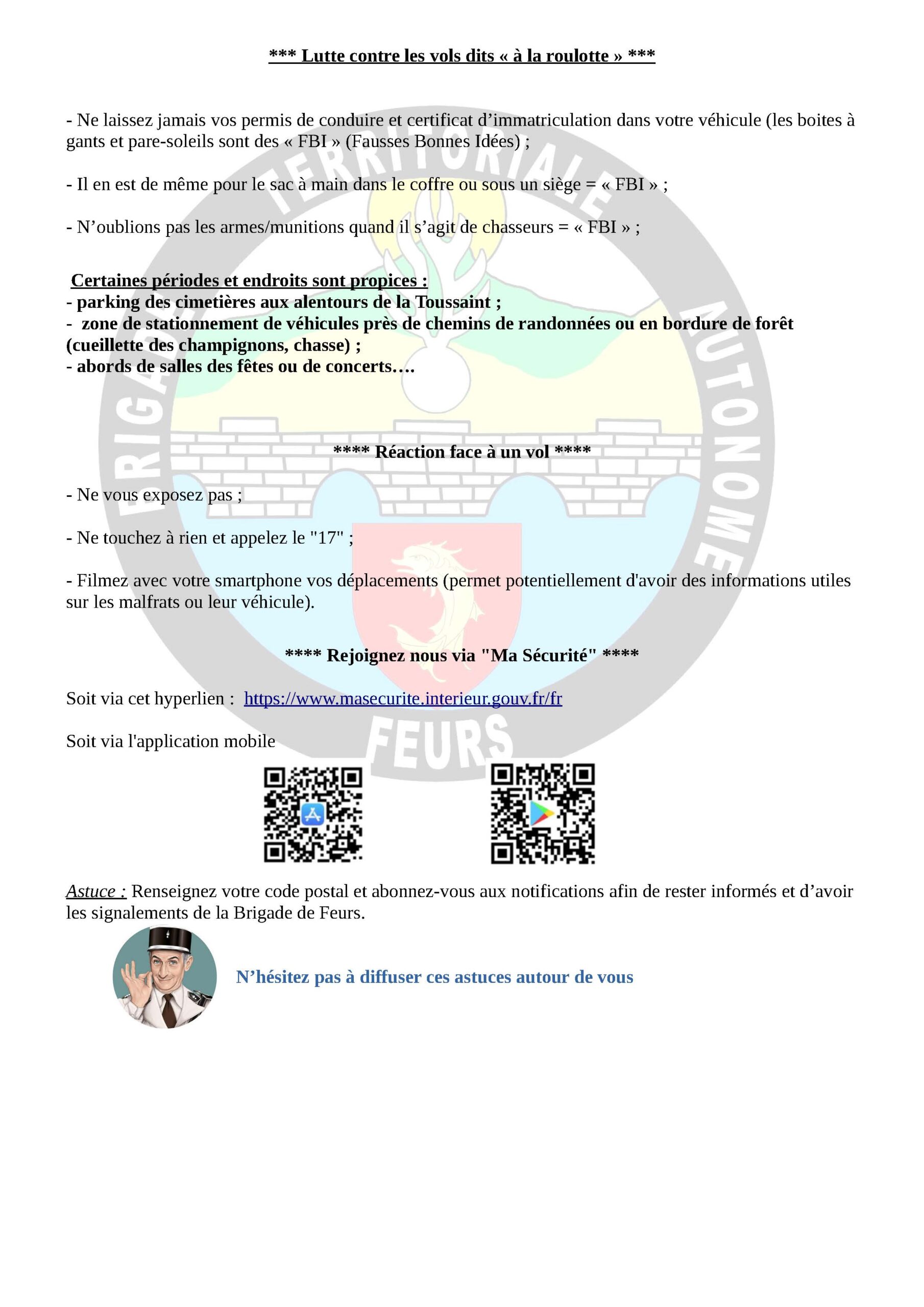 Lutte contre les vols dits « à la roulotte »