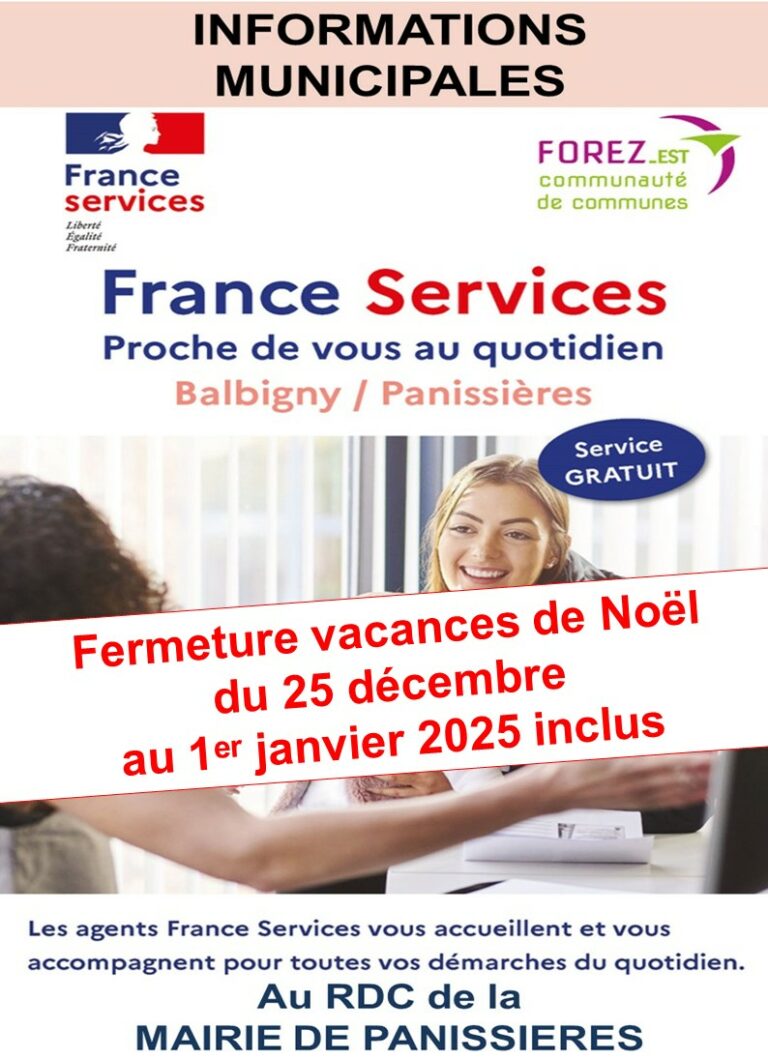 Lire la suite à propos de l’article Fermeture France services pour les vacances de Noël