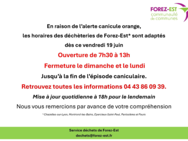 CANICULE – Les horaires des déchèteries s'adaptent