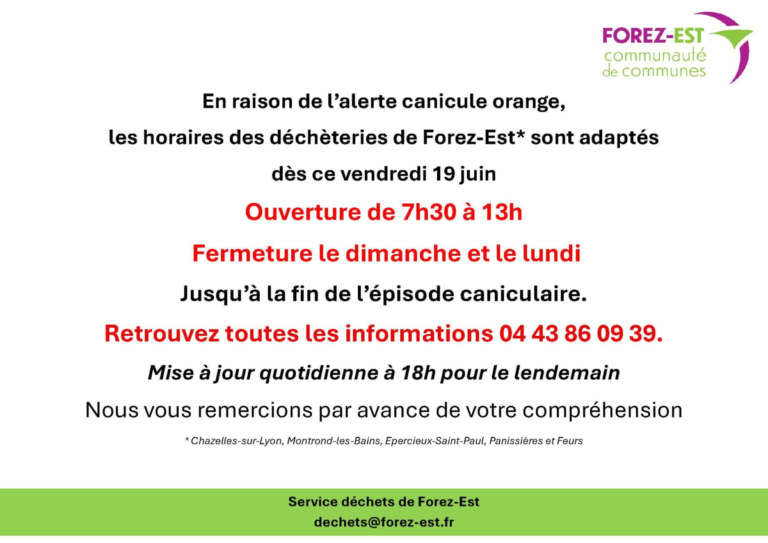 Lire la suite à propos de l’article CANICULE – Les horaires des déchèteries s'adaptent