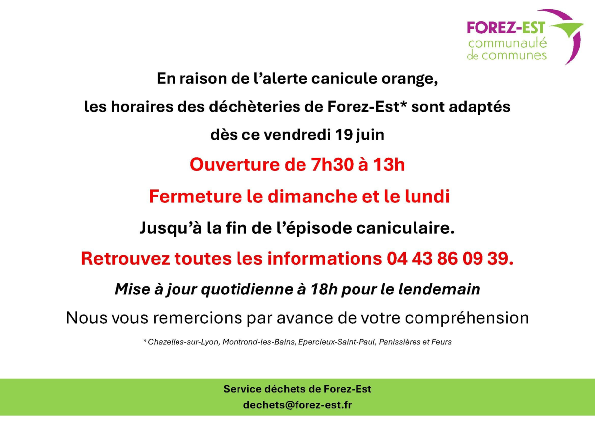 You are currently viewing CANICULE – Les horaires des déchèteries s'adaptent