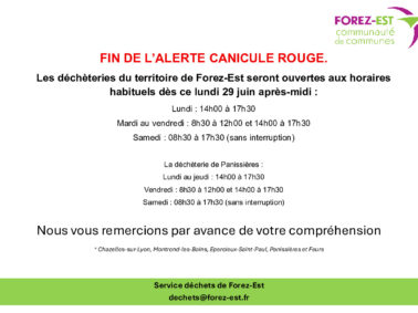 Décheteries : reprise des horaires habituels dès ce lundi 29