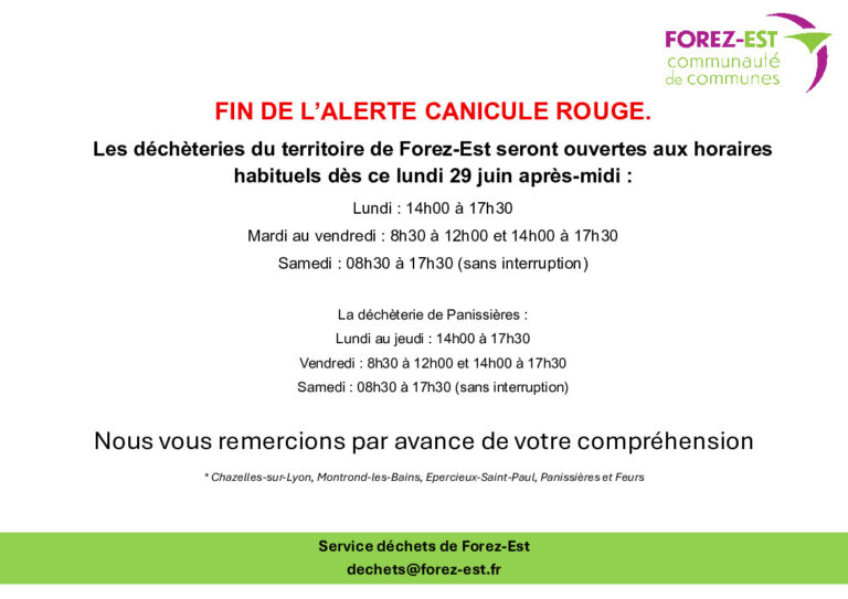 Lire la suite à propos de l’article Décheteries : reprise des horaires habituels dès ce lundi 29