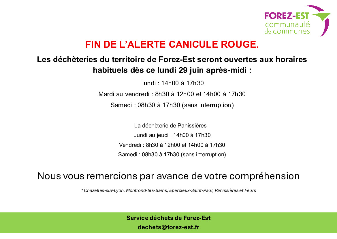Lire la suite à propos de l’article Décheteries : reprise des horaires habituels dès ce lundi 29