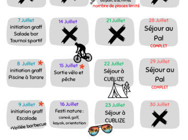 Inscriptions activités d'été espace jeunes