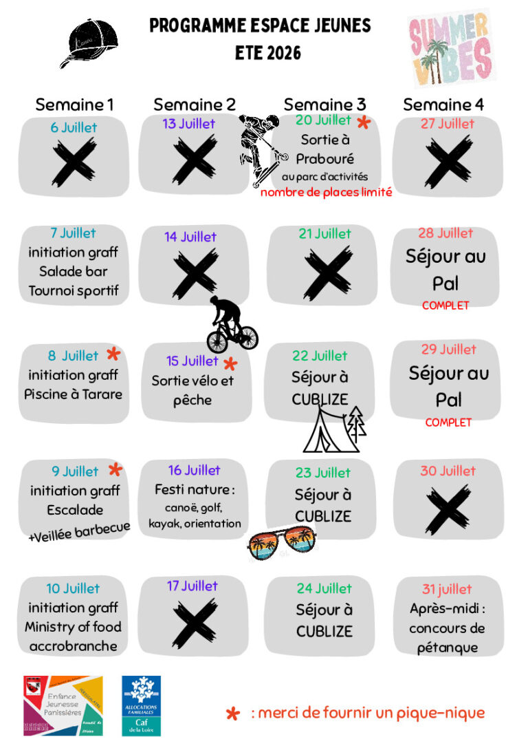 Lire la suite à propos de l’article Inscriptions activités d'été espace jeunes