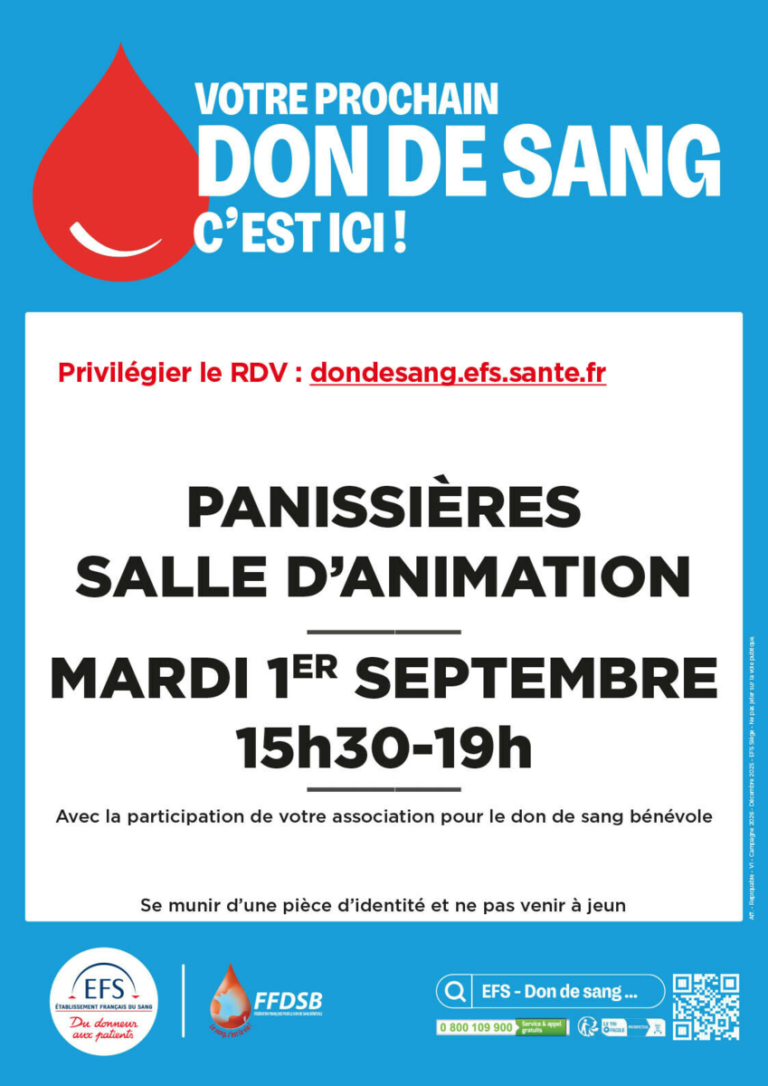 Lire la suite à propos de l’article Don de sang à Panissières : 1er septembre