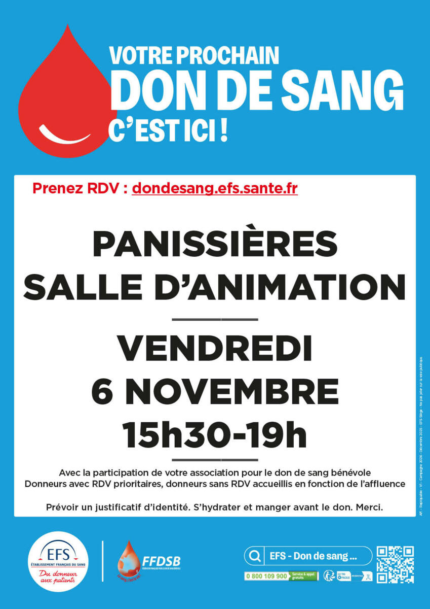 Lire la suite à propos de l’article Don de sang à Panissières le 06/11