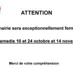 Fermetures exceptionnelles mairie Panissières