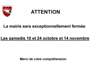 Fermetures exceptionnelles mairie Panissières