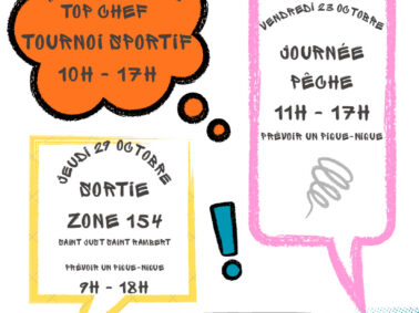 Infos centre loisirs et espace jeunes vacances octobre